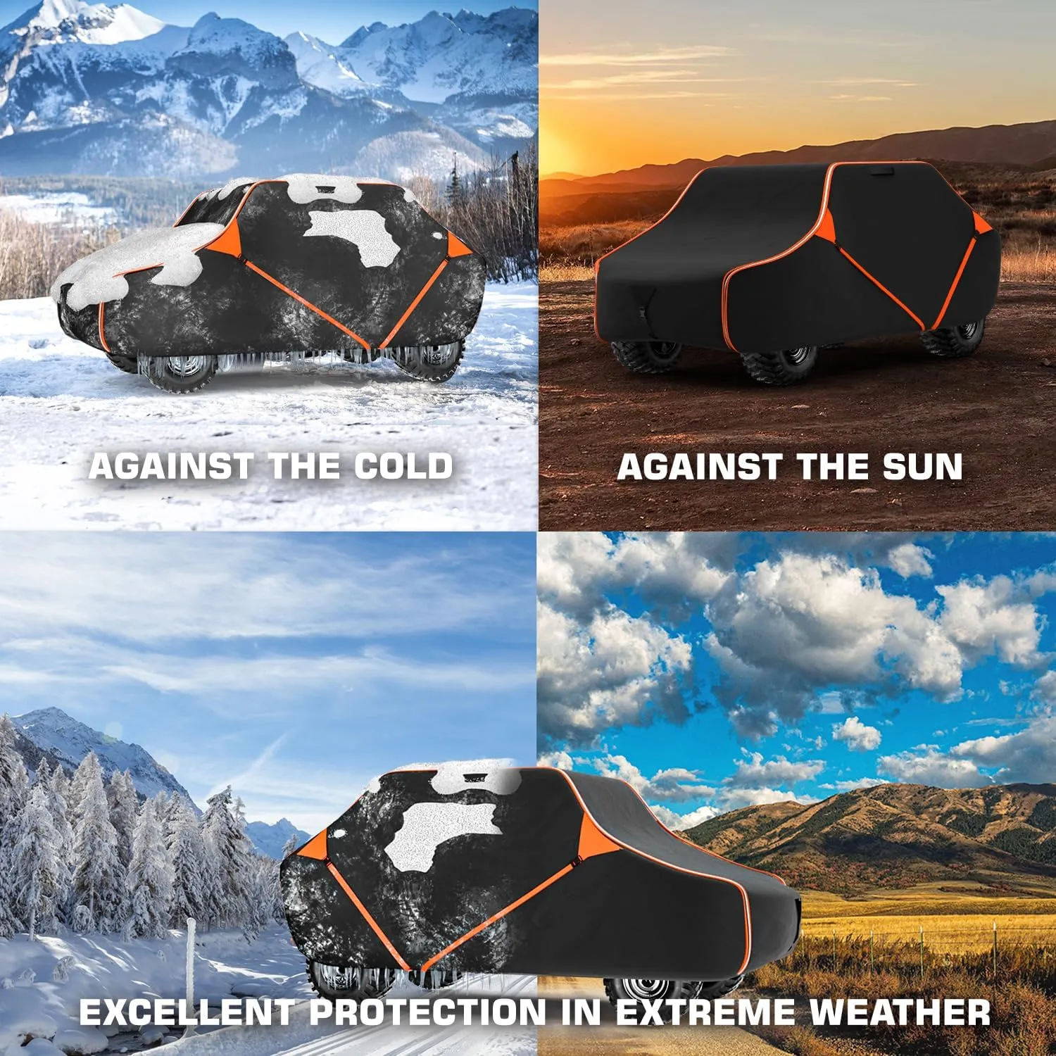 125 Inch UTV Cover for Polaris Ranger RZR, Can-Am Defender Maverick Commander, Yamaha Wolverine, Kawasaki Mule, Honda Pioneer, Black 600D Side by Side Cover Protection for 2-3 Seater UTV