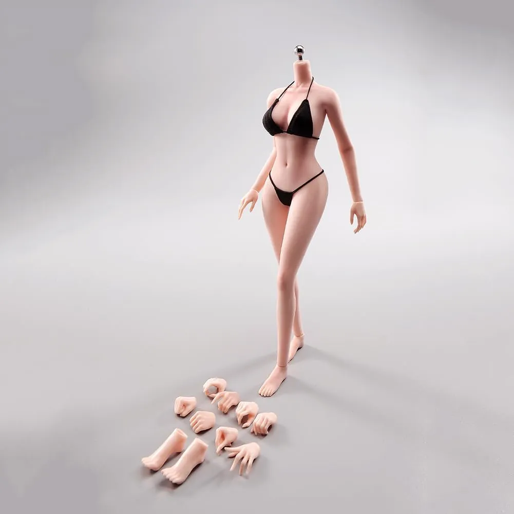 1/6 Scale Super Flexible Female Body 12" Pale Skin Large Bust Seamless Miniature Action Figure Body Doll Collection Without Head Sculpt
