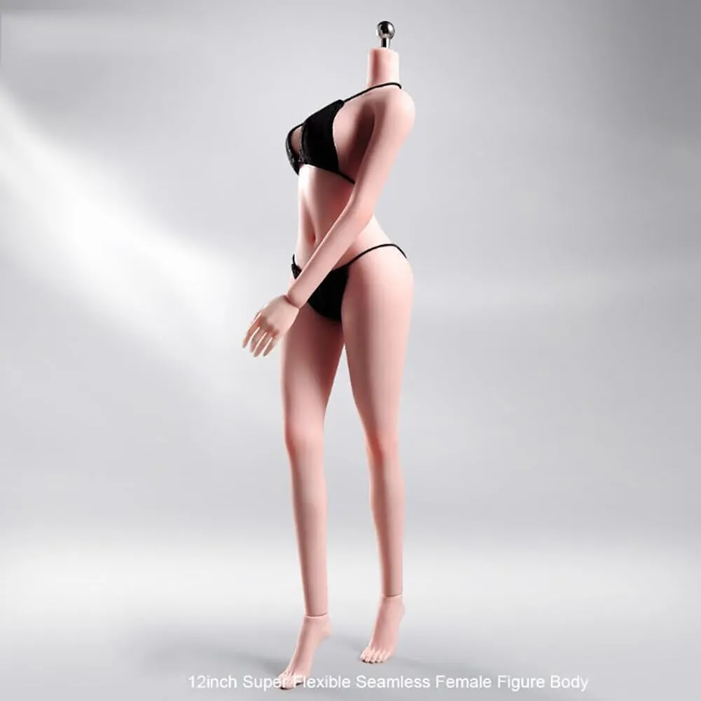1/6 Scale Super Flexible Female Body 12" Pale Skin Large Bust Seamless Miniature Action Figure Body Doll Collection Without Head Sculpt