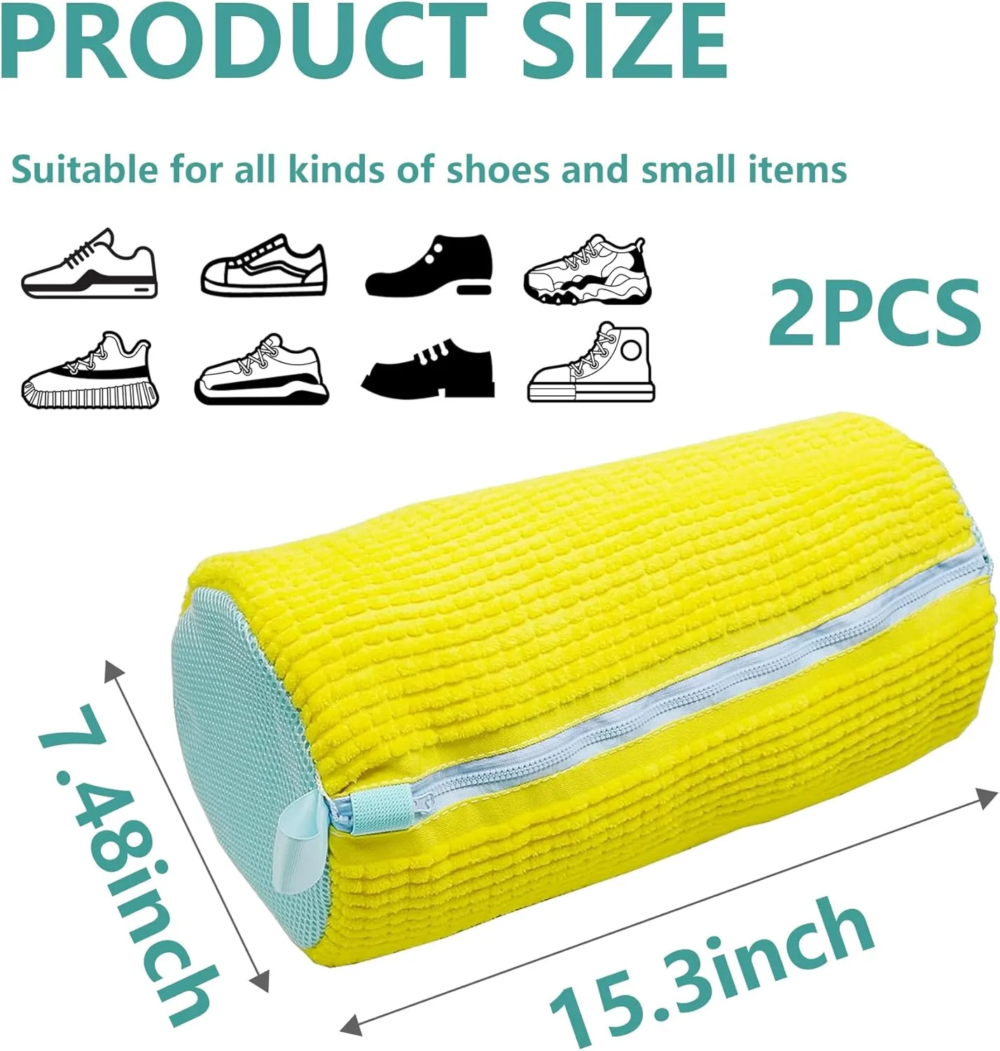 2 Pcs Shoe Washing Machine Bag,Laundry Shoe Bag for Washer and Dryer,Shoe Cleaning Bag,Reusable Sneaker Shoe Bag,Shoe Washer Machine Bag(Yellow)