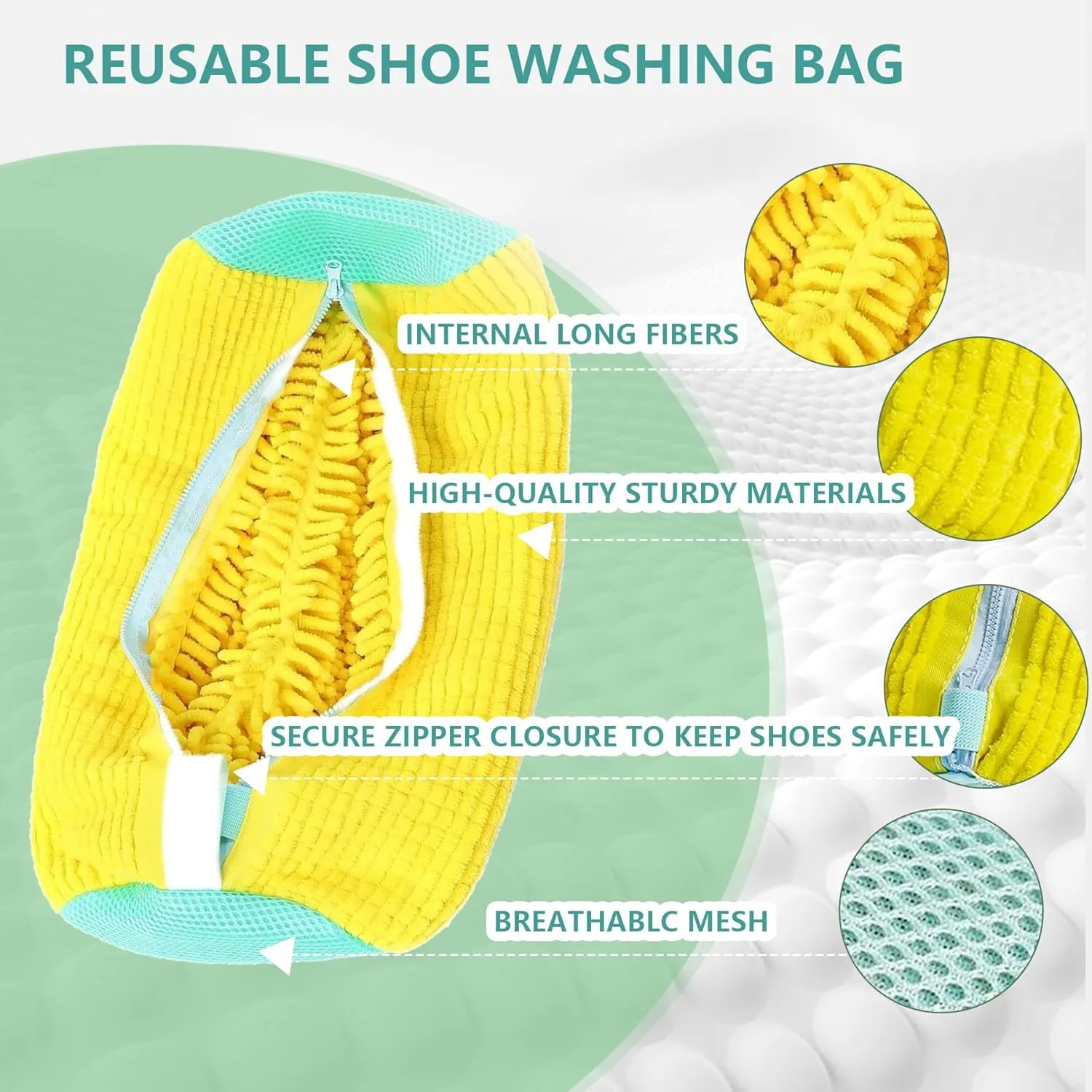 2 Pcs Shoe Washing Machine Bag,Laundry Shoe Bag for Washer and Dryer,Shoe Cleaning Bag,Reusable Sneaker Shoe Bag,Shoe Washer Machine Bag(Yellow)