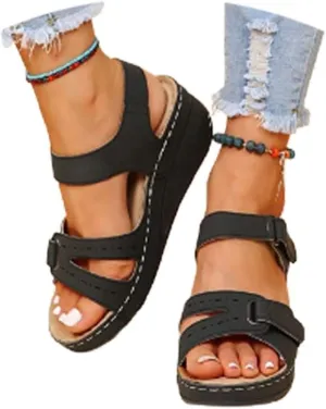 2025 Breathable Orthopedic Walking Platform Sandals Women. with Arch Support Soft & Stylish Wedge Sandals