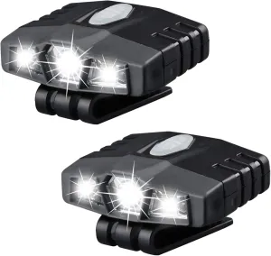 2X Ultra Bright Hands-Free Led Clip on Hat Light - Rechargeable 150 Lumens Spotlight Waterproof Cap Light