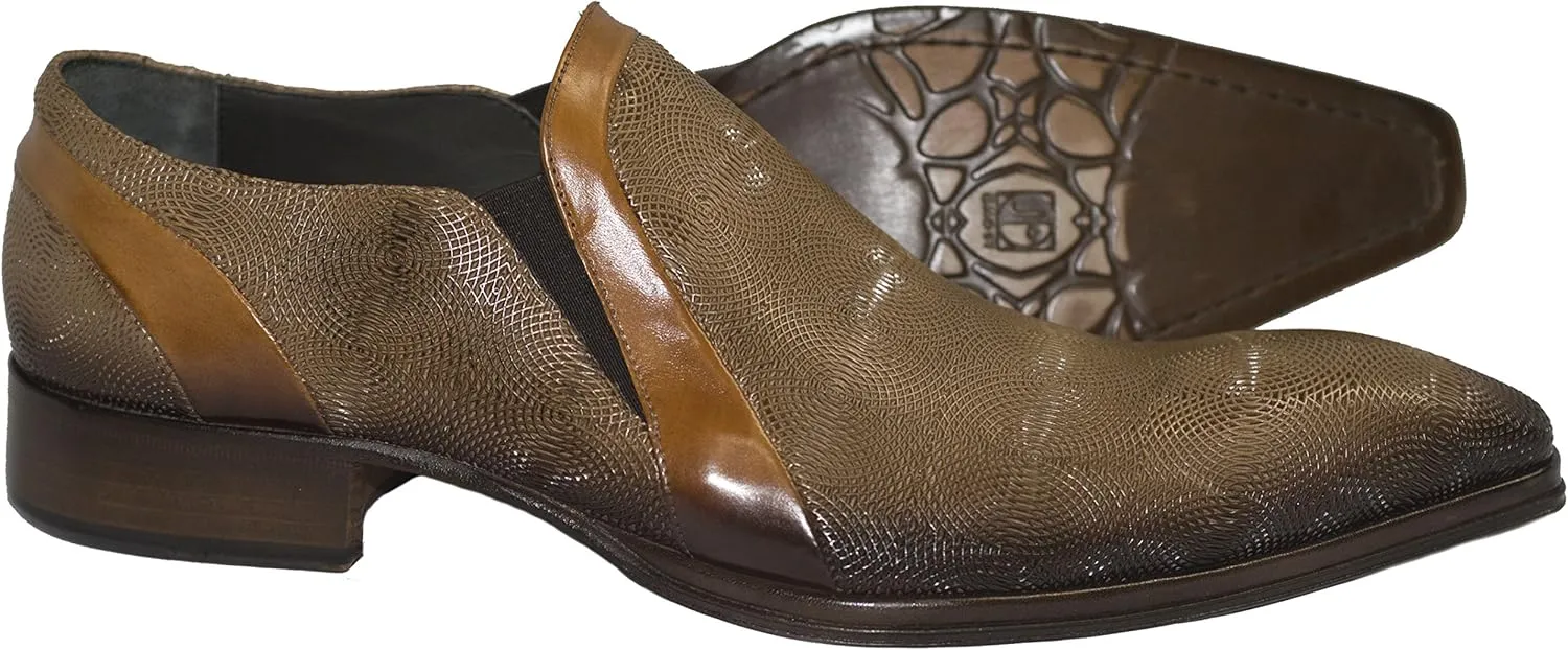 598M Italian Cognac Slip on Shoes w/Design