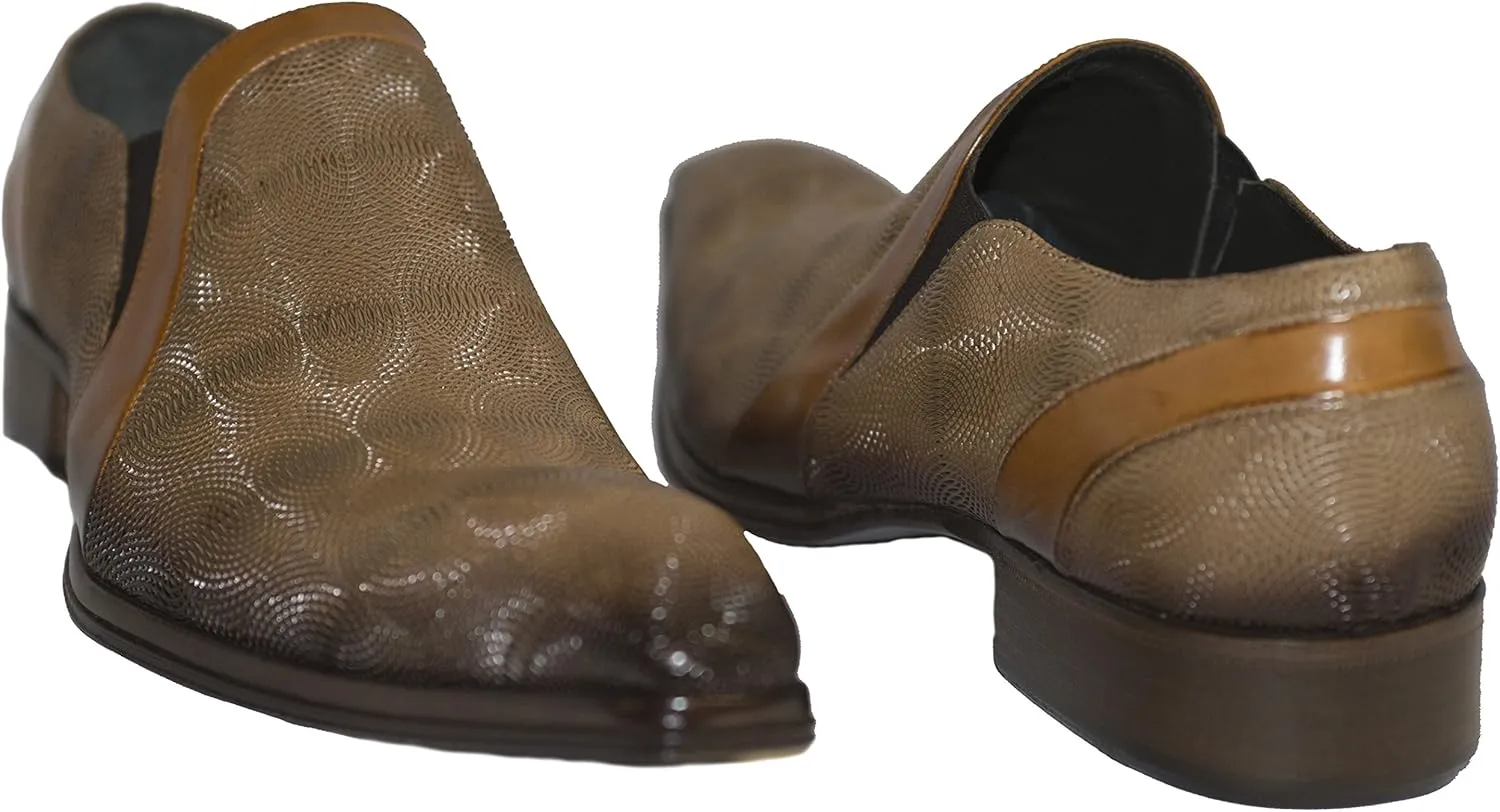 598M Italian Cognac Slip on Shoes w/Design