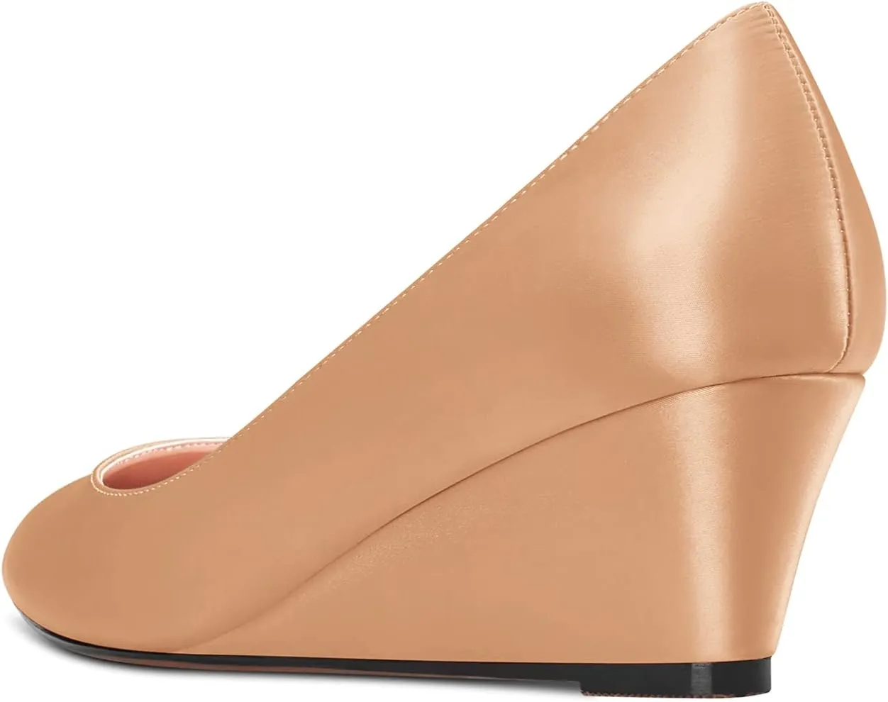 Aachcol Women Wedge Pumps Pointed Toe Mid Heel Slip-on Dress Shoes Wedding Party 2 Inch