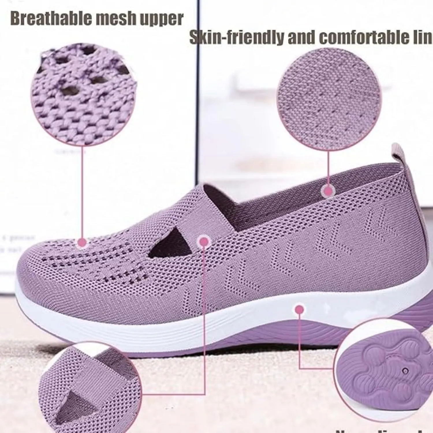 Addenno Womens Shoes, Enjerr Orthopedic Shoes Womens, Women's Casual Breathable Slip on Orthopaedic Walking Sneakers