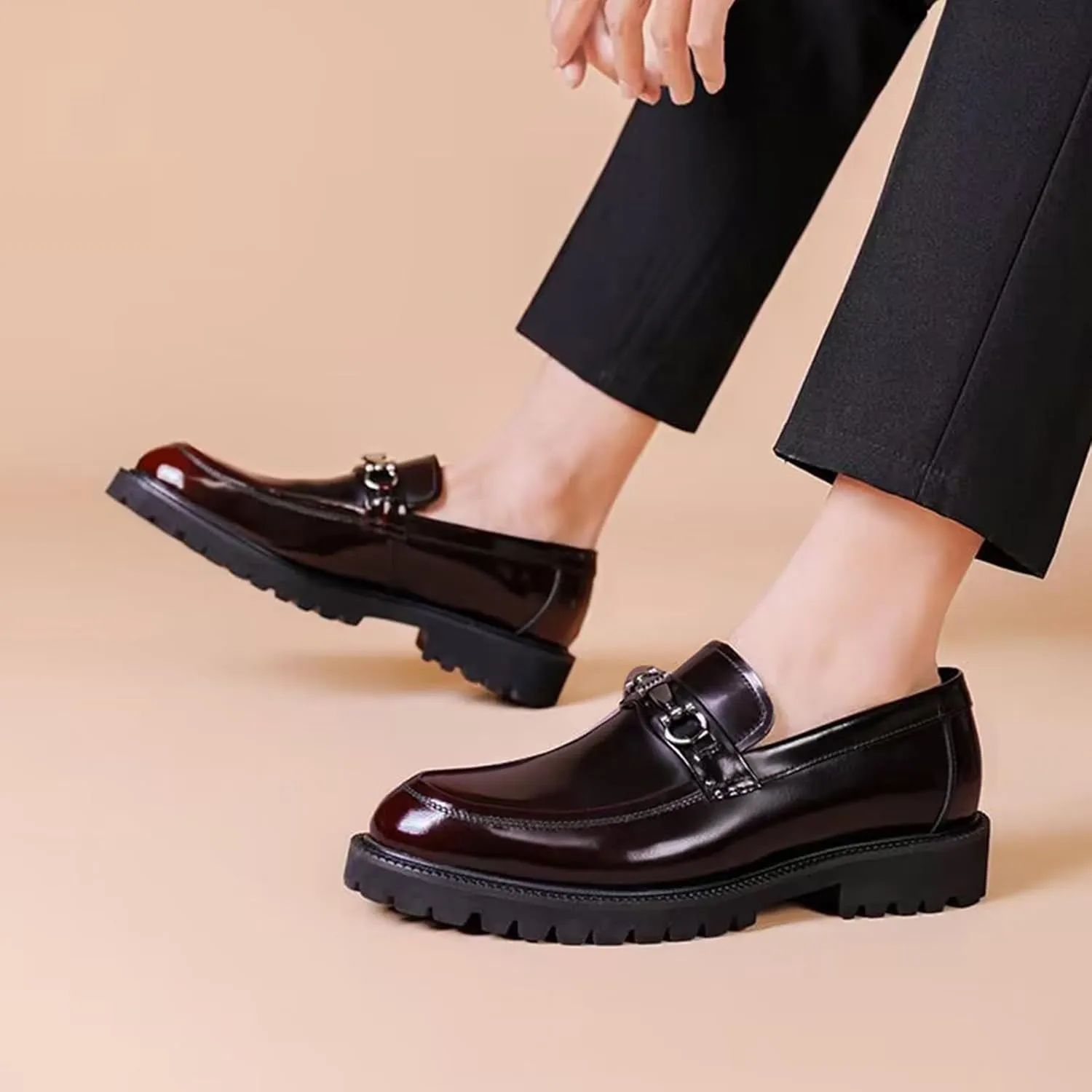 ADMLZQQ Men's Dress Shoes, Mens Oxford Shoes, Leather Stylish Slip-On, Business Casual Formal Shoe