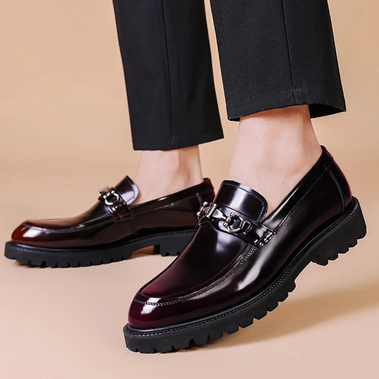 ADMLZQQ Men's Dress Shoes, Mens Oxford Shoes, Leather Stylish Slip-On, Business Casual Formal Shoe