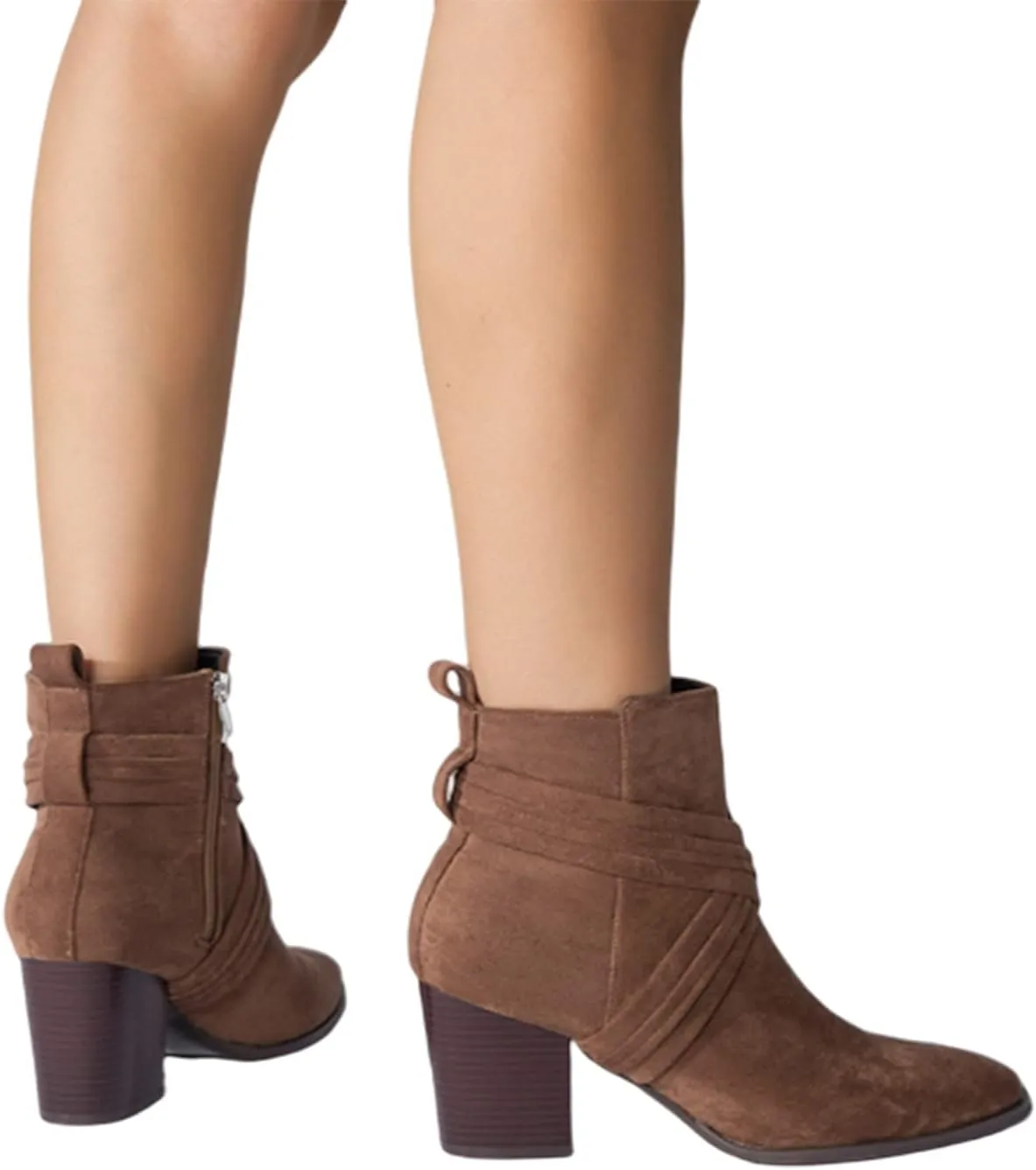 Aflngle Women's Stylish Ankle Boots Sexy Pointed Toe Block Chunky High Heel Suede Dress Shoes Vintage Classic Zipper Fall Winter Booties