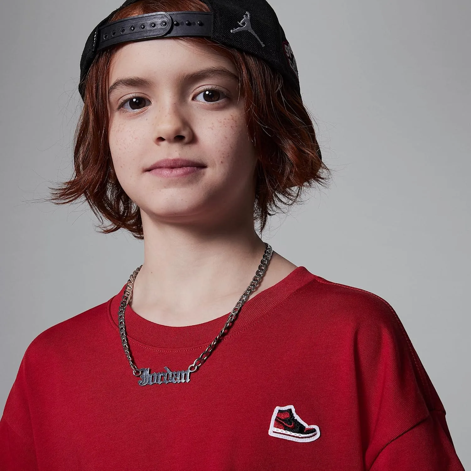 Air Jordan 1 Big Kids' Patch T-Shirt (Varsity Red, 95C899-H15)