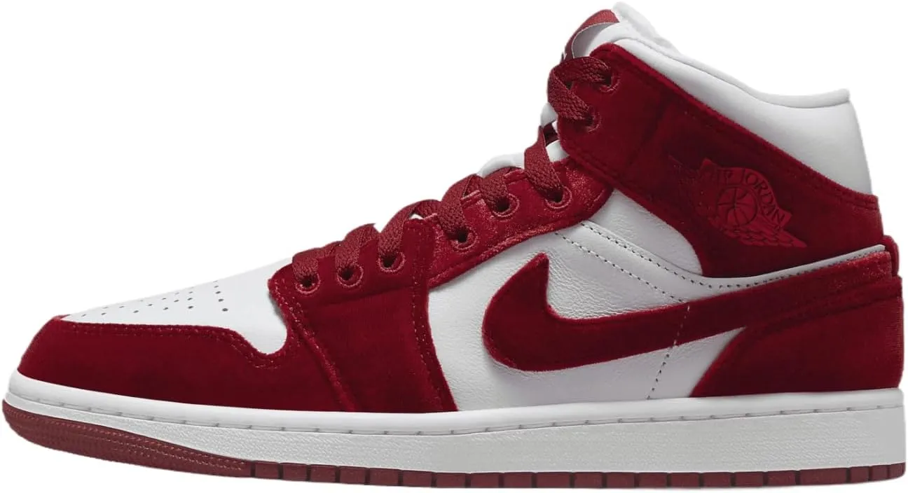 Air Jordan 1 Mid SE Women's Shoes (FZ3334-100, White/Black/White/Team Red) Size 8