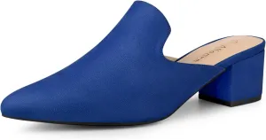 Allegra K Women's Slip on Pointed Toe Chunky Heels Slide Mules
