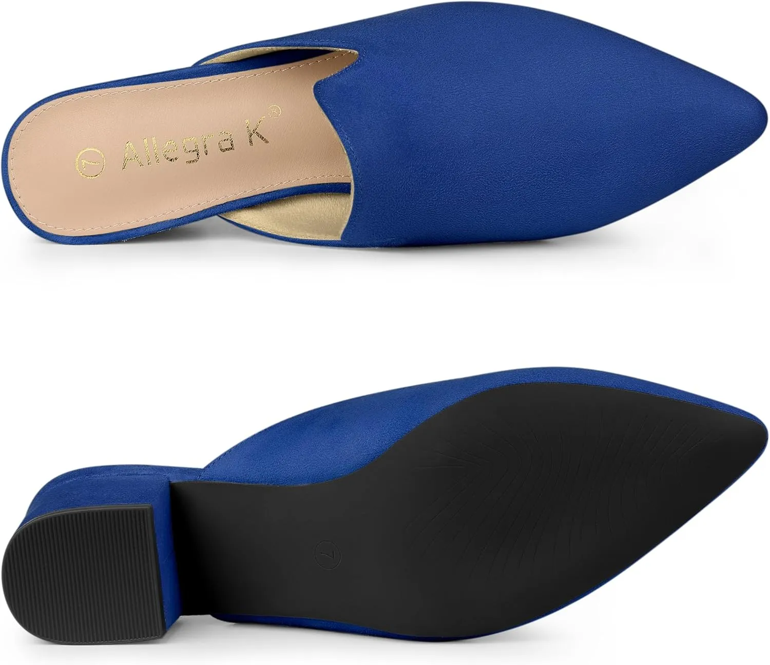 Allegra K Women's Slip on Pointed Toe Chunky Heels Slide Mules
