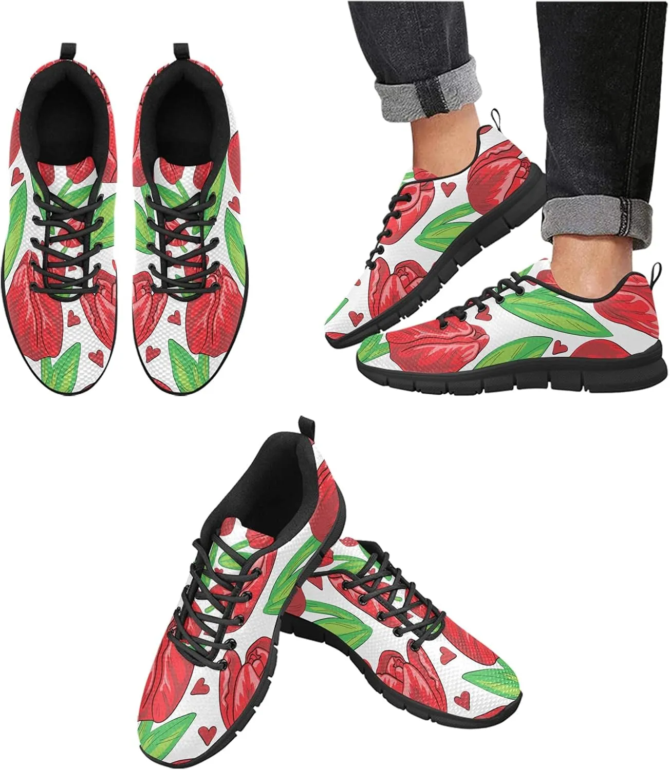 ANANGTEE Red Buffalo Tart Womens Sneakers Fashion Casual Comfortable Lightweight Breathable Arch Support Slip On Non-Slip Tennis Shoes Walking Shoes