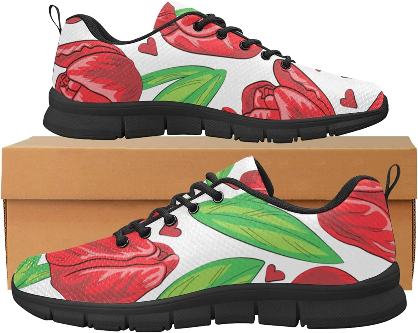 ANANGTEE Red Buffalo Tart Womens Sneakers Fashion Casual Comfortable Lightweight Breathable Arch Support Slip On Non-Slip Tennis Shoes Walking Shoes