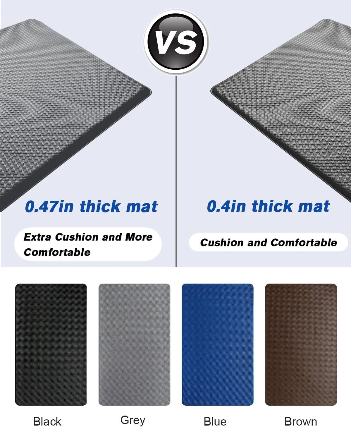Artnice Cushioned Anti Fatigue Floor Mat, Non-Slip Kitchen Rugs Set of 2, 0.47 Inch Kitchen Mats for Floor, Waterproof Standing Mat for Home, Office, Sink, Laundry, 17.3"×30" 17.3"×47.2", Grey