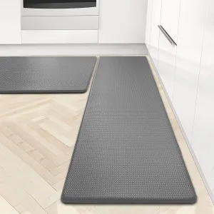 Artnice Cushioned Anti Fatigue Floor Mat, Non-Slip Kitchen Rugs Set of 2, 0.47 Inch Kitchen Mats for Floor, Waterproof Standing Mat for Home, Office, Sink, Laundry, 17.3"×30" 17.3"×47.2", Grey