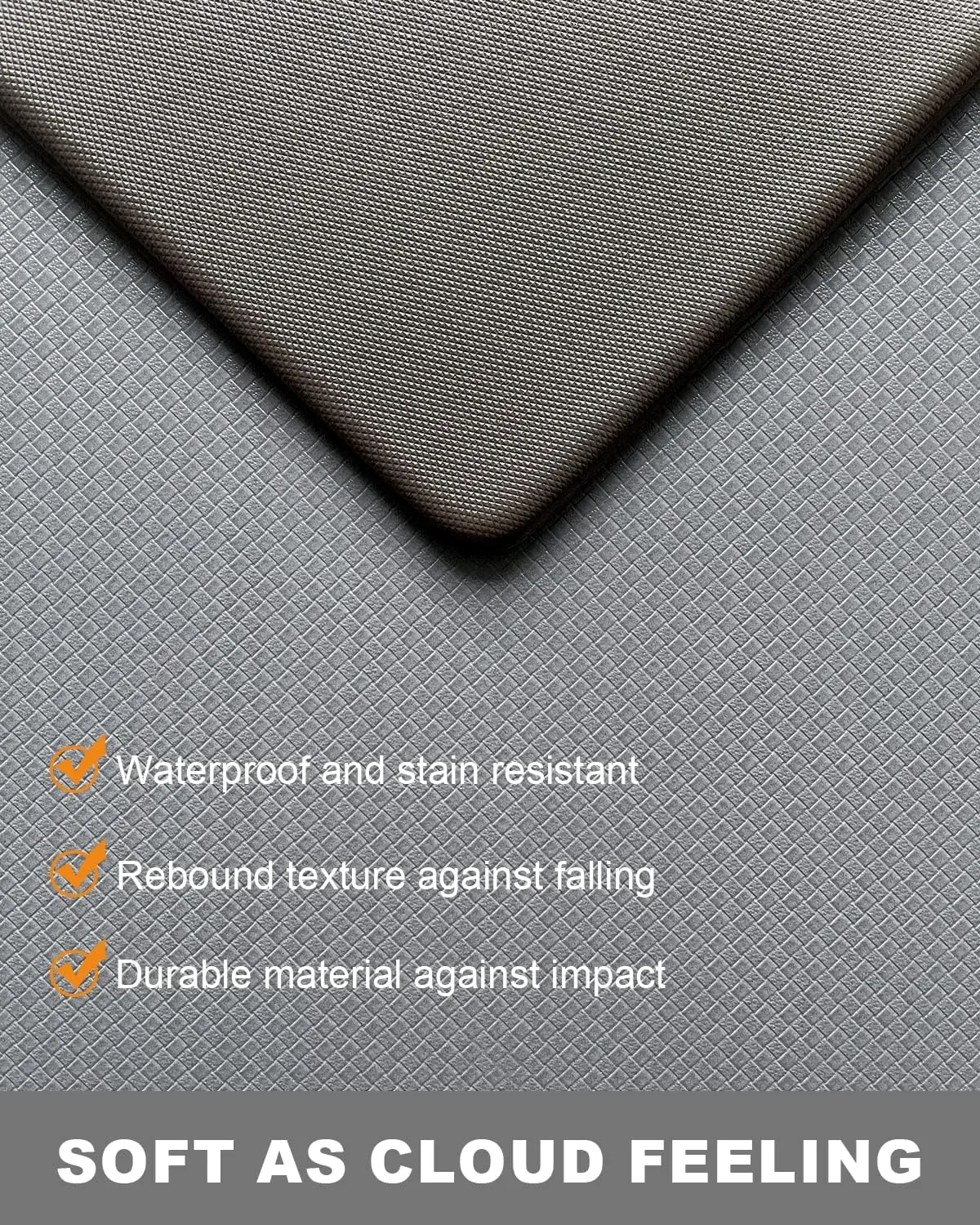 Artnice Cushioned Anti Fatigue Floor Mat, Non-Slip Kitchen Rugs Set of 2, 0.47 Inch Kitchen Mats for Floor, Waterproof Standing Mat for Home, Office, Sink, Laundry, 17.3"×30" 17.3"×47.2", Grey