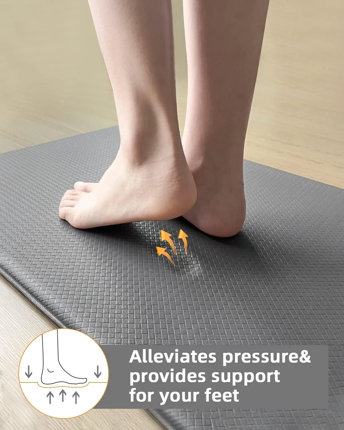 Artnice Cushioned Anti Fatigue Floor Mat, Non-Slip Kitchen Rugs Set of 2, 0.47 Inch Kitchen Mats for Floor, Waterproof Standing Mat for Home, Office, Sink, Laundry, 17.3"×30" 17.3"×47.2", Grey