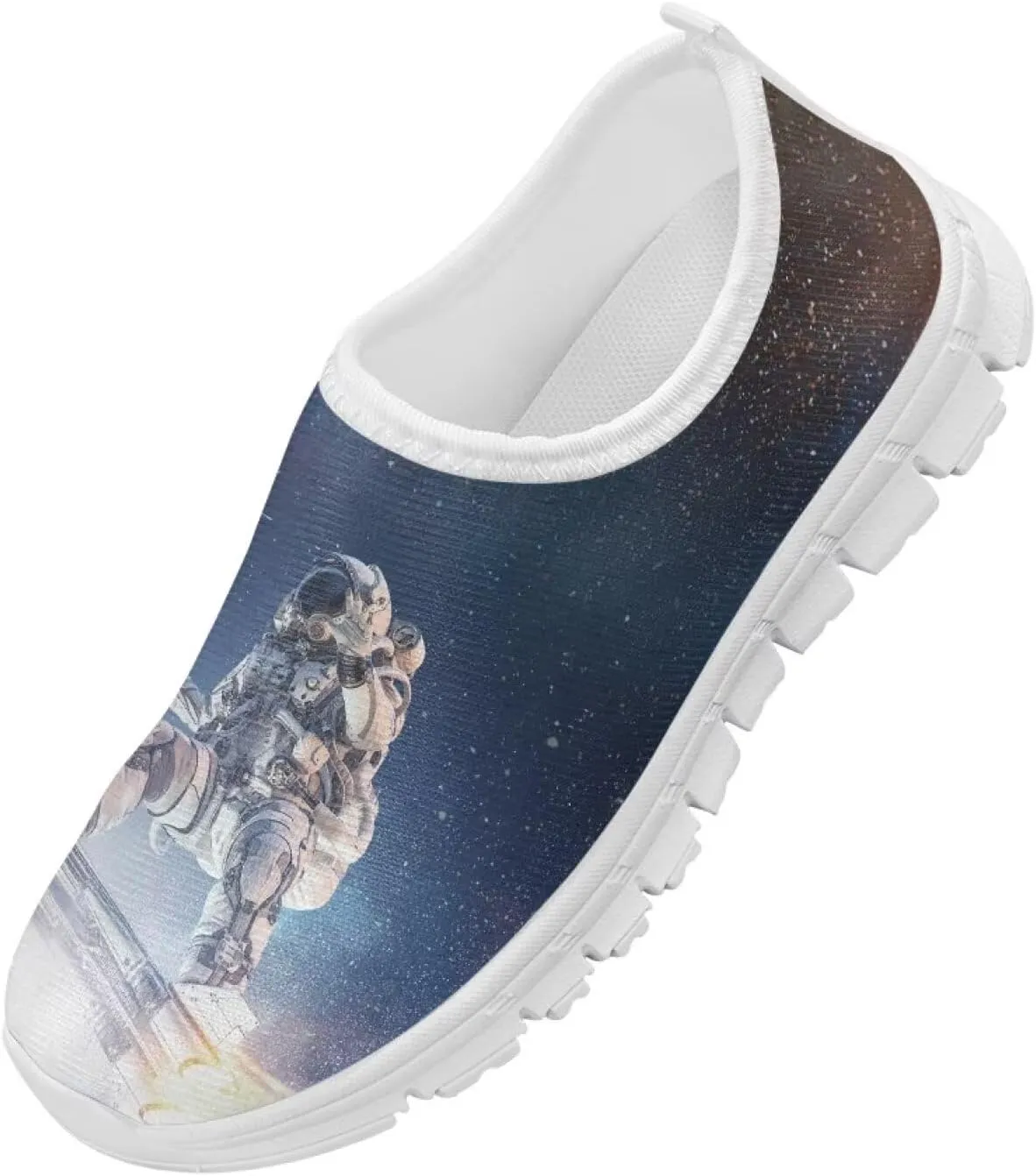 Astronaut Print Shoes for Teen Boys Slip-On Sneakers, Light, Breathable, Non-Slip, for School, Outing, Tennis