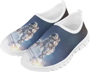 Astronaut Print Shoes for Teen Boys Slip-On Sneakers, Light, Breathable, Non-Slip, for School, Outing, Tennis