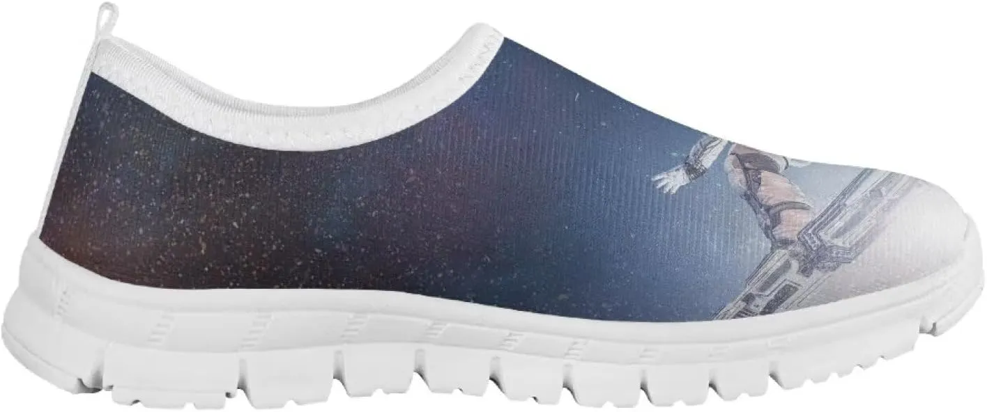 Astronaut Print Shoes for Teen Boys Slip-On Sneakers, Light, Breathable, Non-Slip, for School, Outing, Tennis