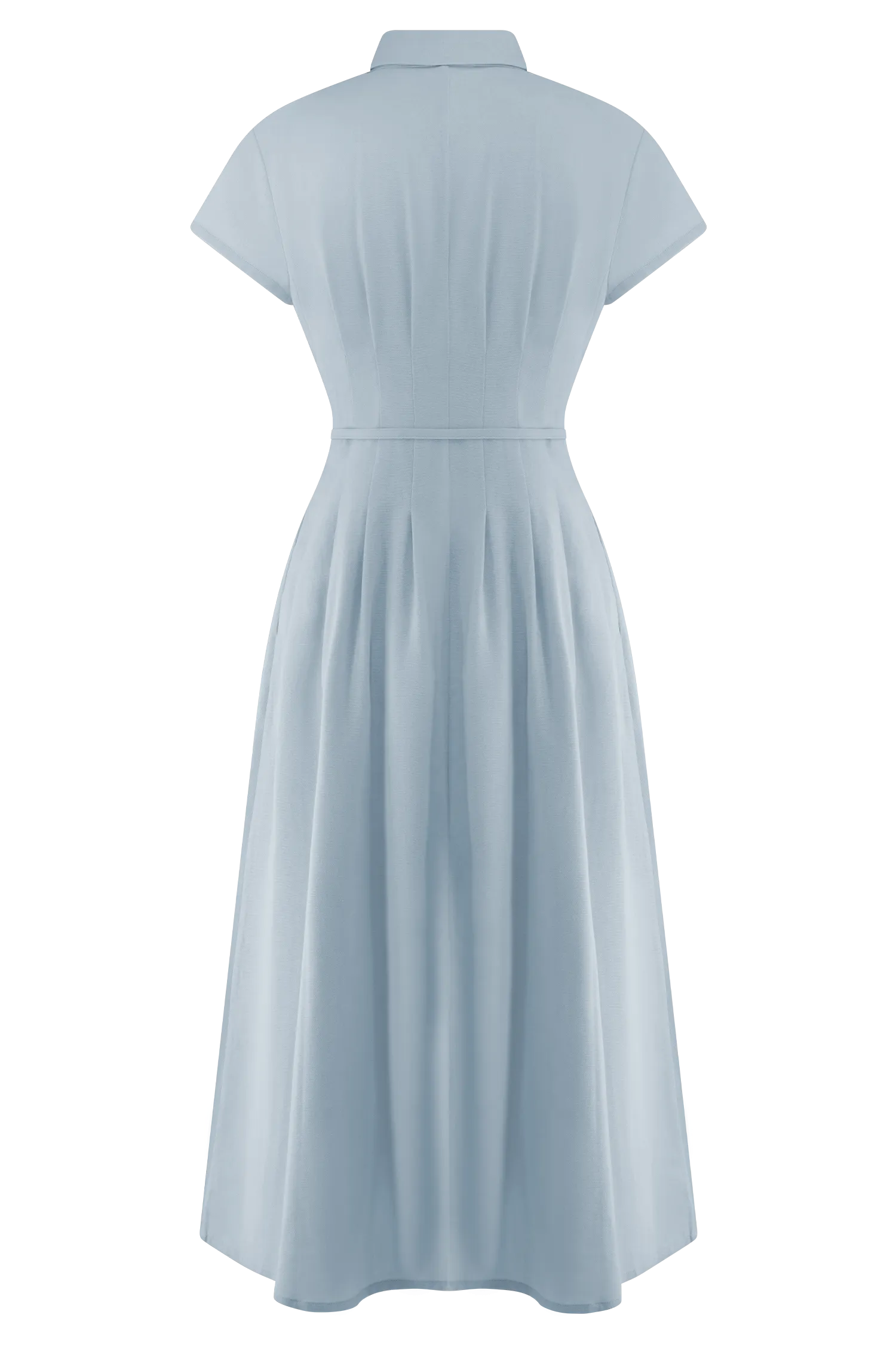 Aysha Buttoned Linen Midi Dress - Cornflower Blue