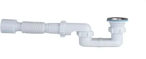 Bath Shower Drain Low Profile p Trap 1 1/2" Bath Flat Trap Kit for Acrylic bathtubs(Waste, Plastic Flexible Pipe   Trap)