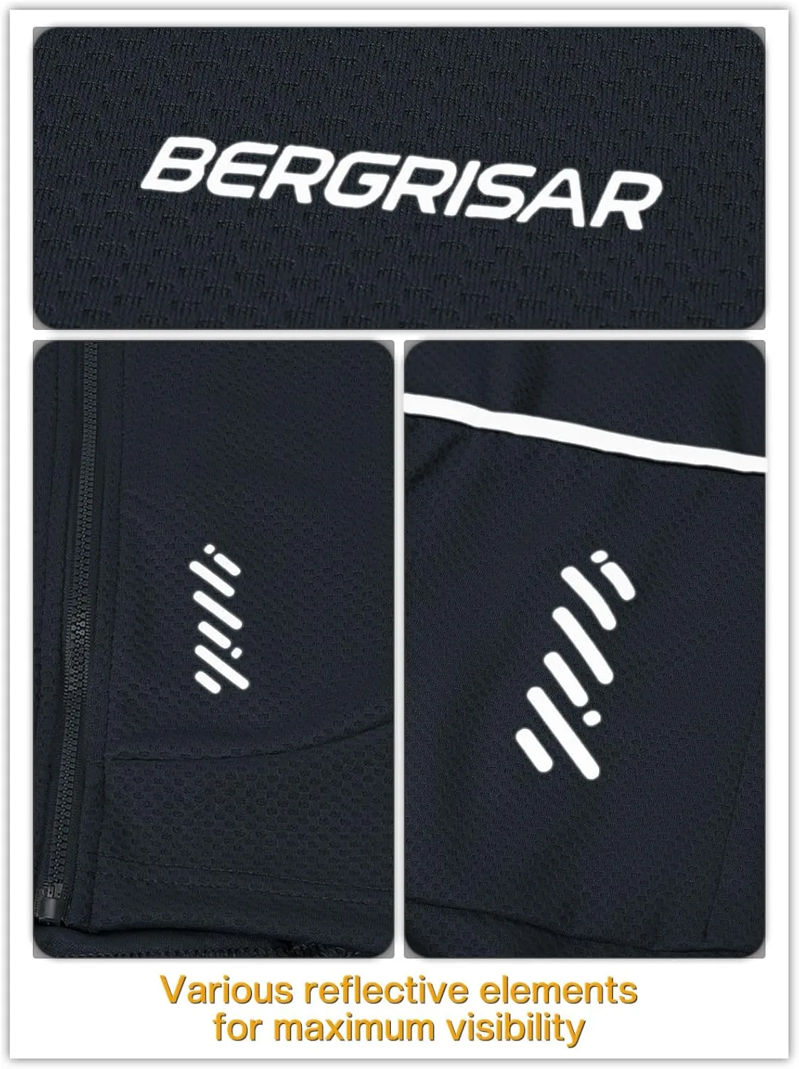 BERGRISAR Men's Long Sleeve Cycling Jersey Spring Fall Road Bike Shirt Biking Bicycle Mountain Bike Jersey