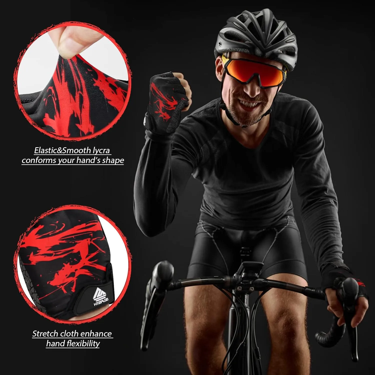 Bike Gloves for Men Women with Anti-Slip Shock-Absorbing Pad, Light Weight Half-Finger Cycling Gloves