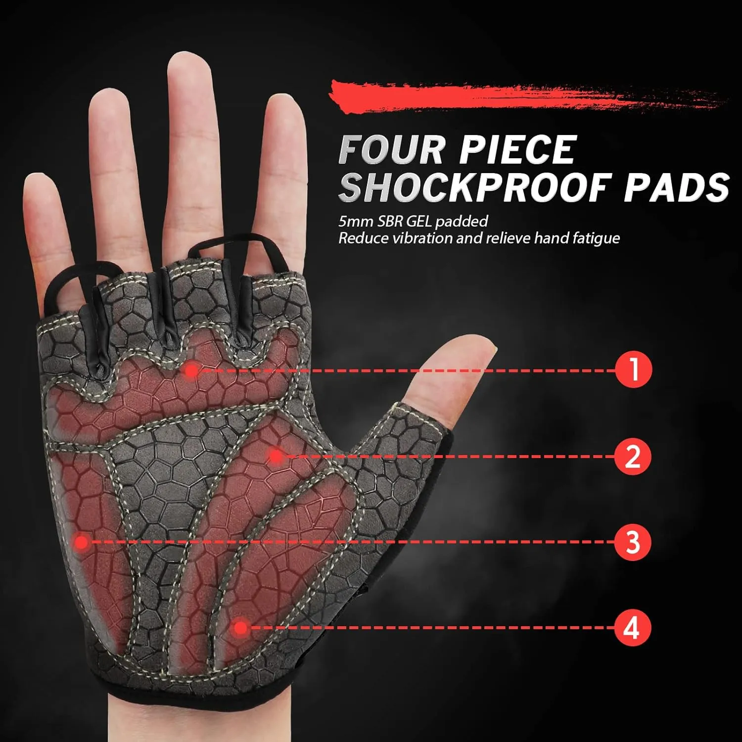 Bike Gloves for Men Women with Anti-Slip Shock-Absorbing Pad, Light Weight Half-Finger Cycling Gloves