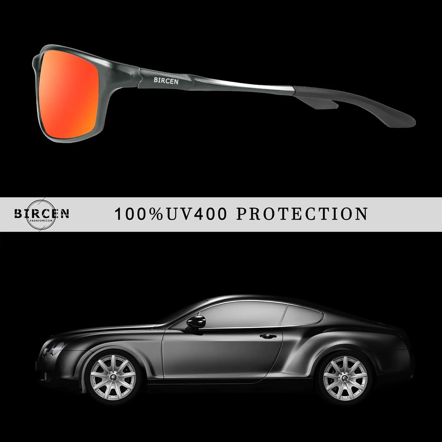 BIRCEN Polarized Mens Sunglasses: UV Protection Sports Shades for Men Women Sport Driving with Al-Mg Frame