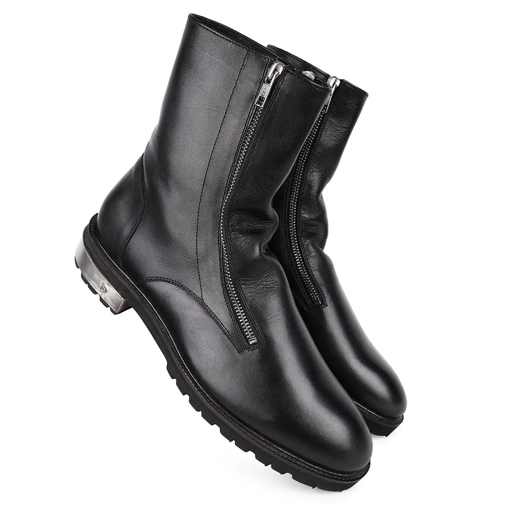 Black Supersoft Flex Long Zip Boots With Metal Heel And Lightweight Sole
