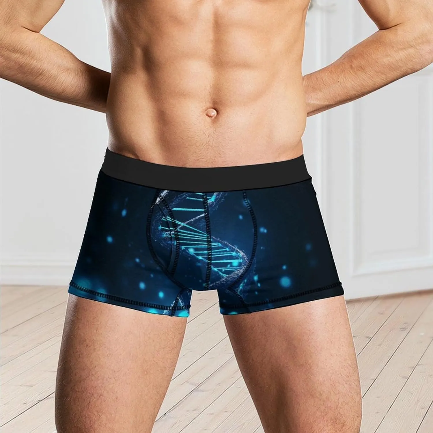 Blue DNA Structure Boxer Briefs for Men Breathable Underwear Boxer Brief Comfort Soft Trunk Underwear for Men