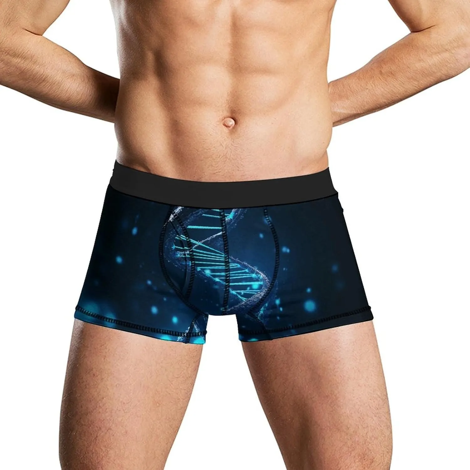 Blue DNA Structure Boxer Briefs for Men Breathable Underwear Boxer Brief Comfort Soft Trunk Underwear for Men
