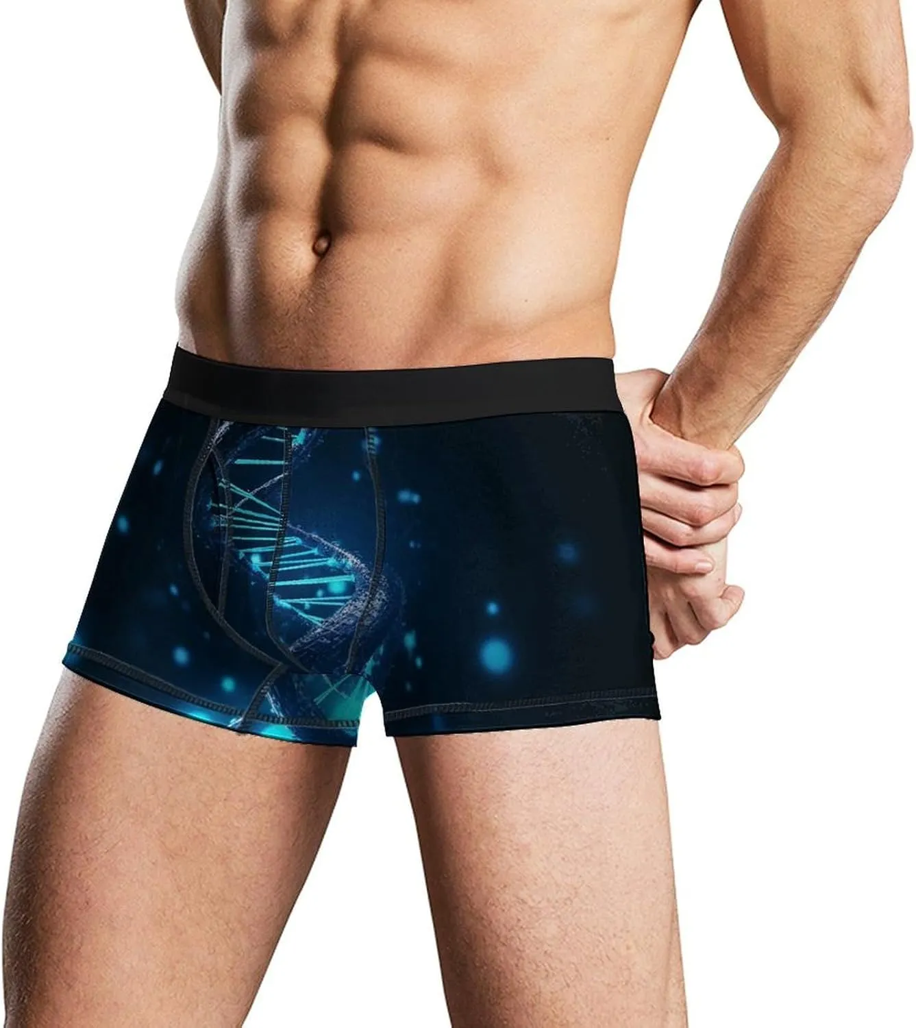 Blue DNA Structure Boxer Briefs for Men Breathable Underwear Boxer Brief Comfort Soft Trunk Underwear for Men