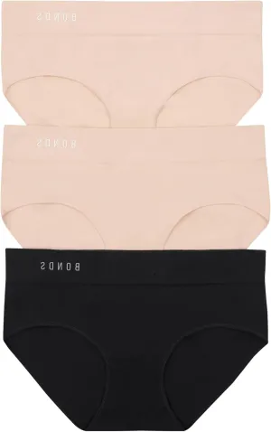 Bonds Seamless Invisi Brief Underwear in Cotton-Rich Blend for Women, 3-Pack