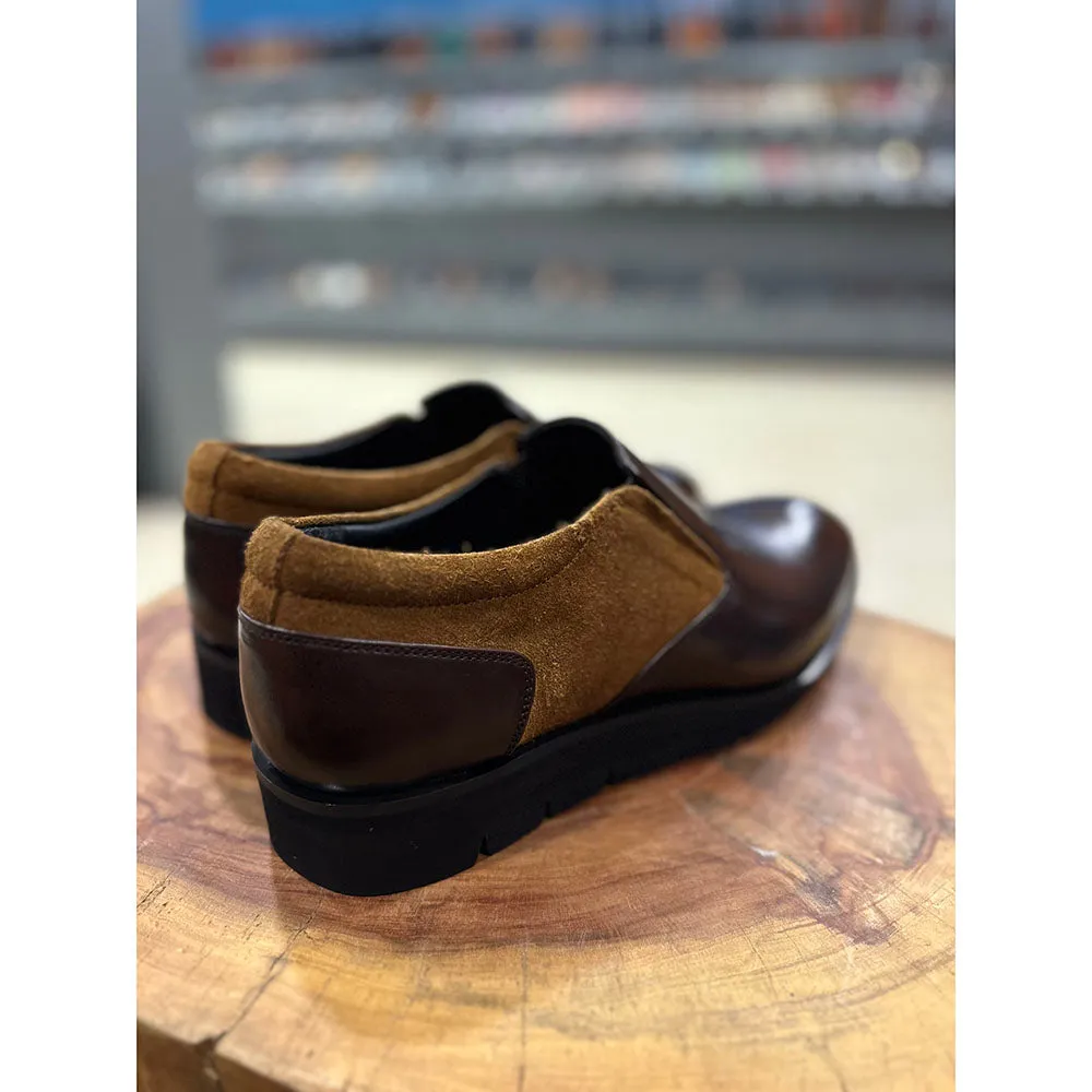 Brown Mirror Glossed Lightweight Slipon   Camel Suede