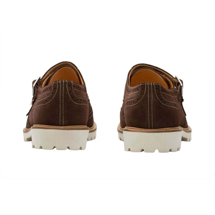 Brown Suede Lightweight Wingtip Monks