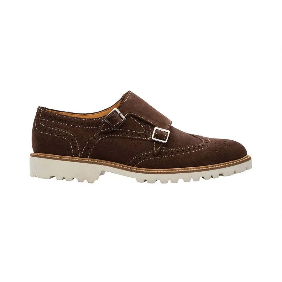 Brown Suede Lightweight Wingtip Monks