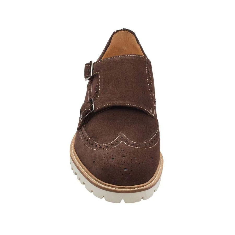 Brown Suede Lightweight Wingtip Monks