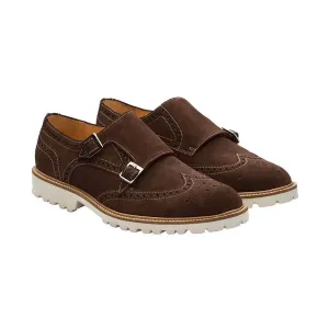 Brown Suede Lightweight Wingtip Monks