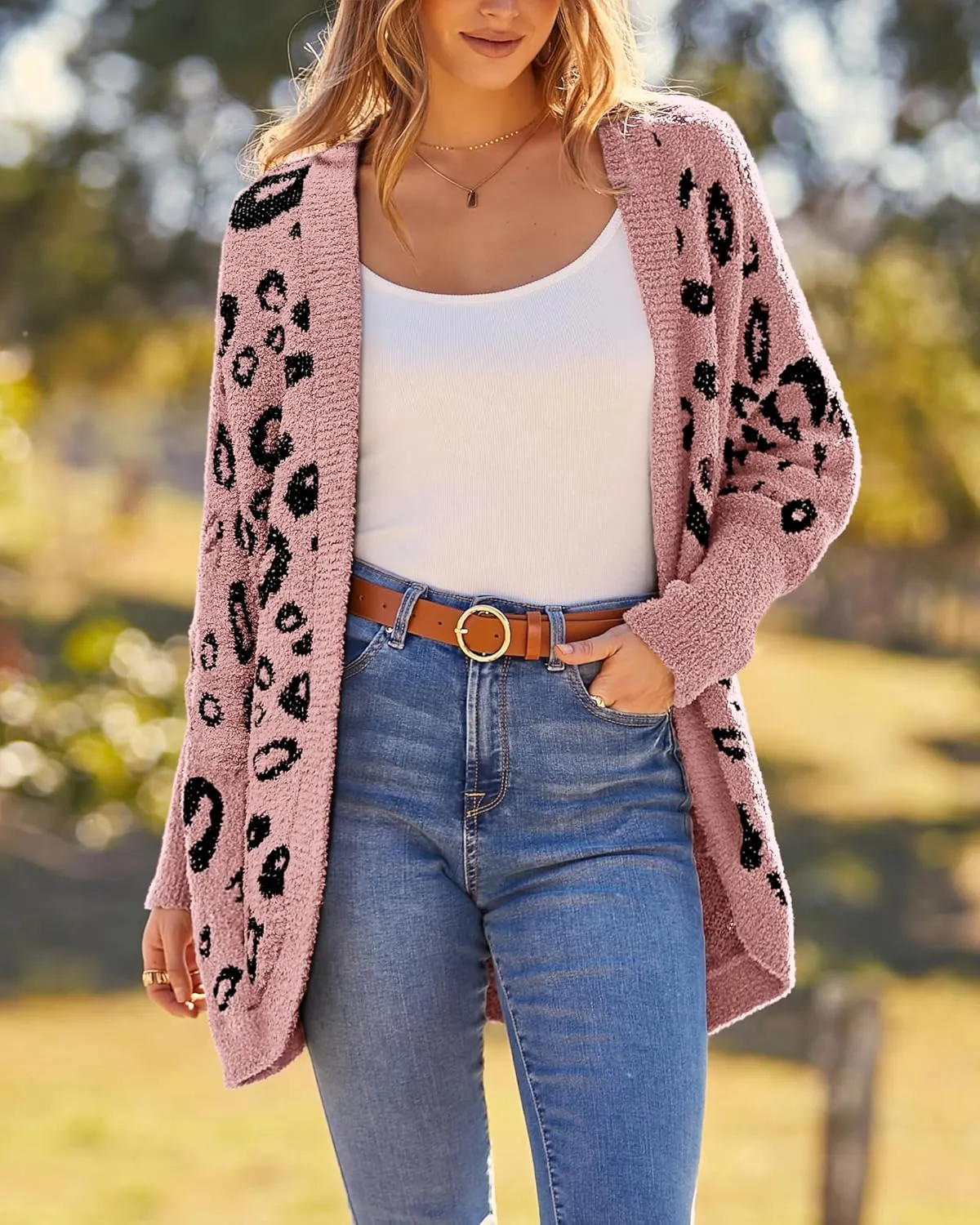 BTFBM Womens Cardigan Sweaters Long Sleeve Open Front Cardigans Fall Fashion Loose Knit Printed Outwear Spring Coats