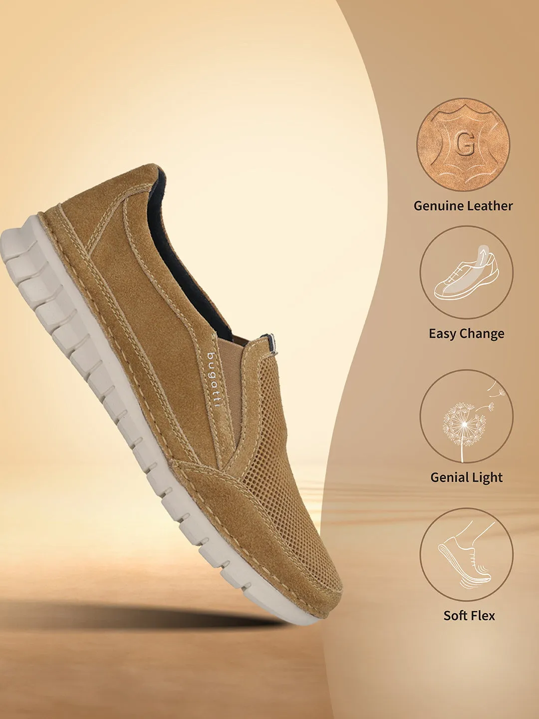 bugatti Cognac Premium Leather Slip-On