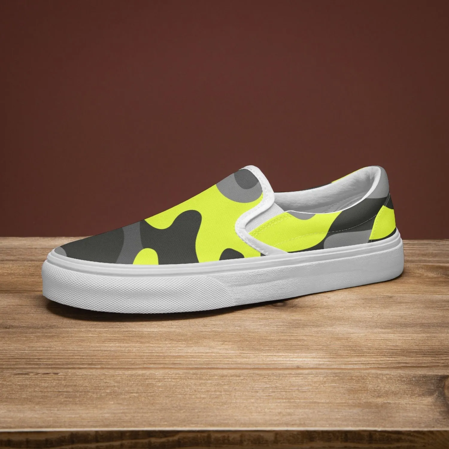 Camo Slip-On Shoes | Yellow, Black and Gray Camouflage