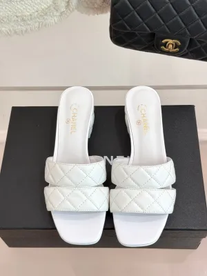CC 25 Mid Heel Mule 5CM White Italian Leather 225350