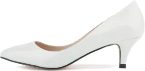 ChaiRong Zhou Women's Pointed Toe Low Heels PU Leather Dress Pumps,Slip On Candy Color Fashion Work Pump Shoes
