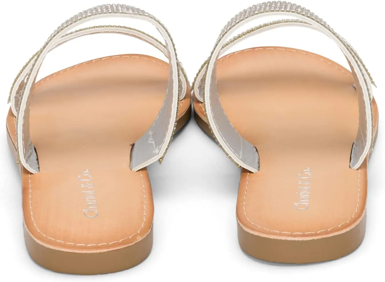 Chariot & Co Bling Sandals for Women Rhinestones Platform Studded Slides Zippy