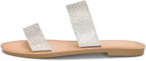 Chariot & Co Bling Sandals for Women Rhinestones Platform Studded Slides Zippy